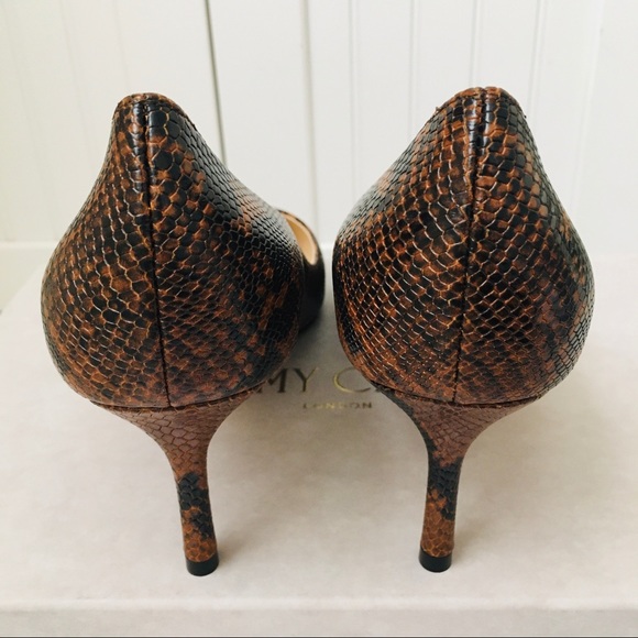 Jimmy Choo ROMY 60 CUOIO Snake Printed Leather Women’s Heels Pumps - Picture 8 of 16